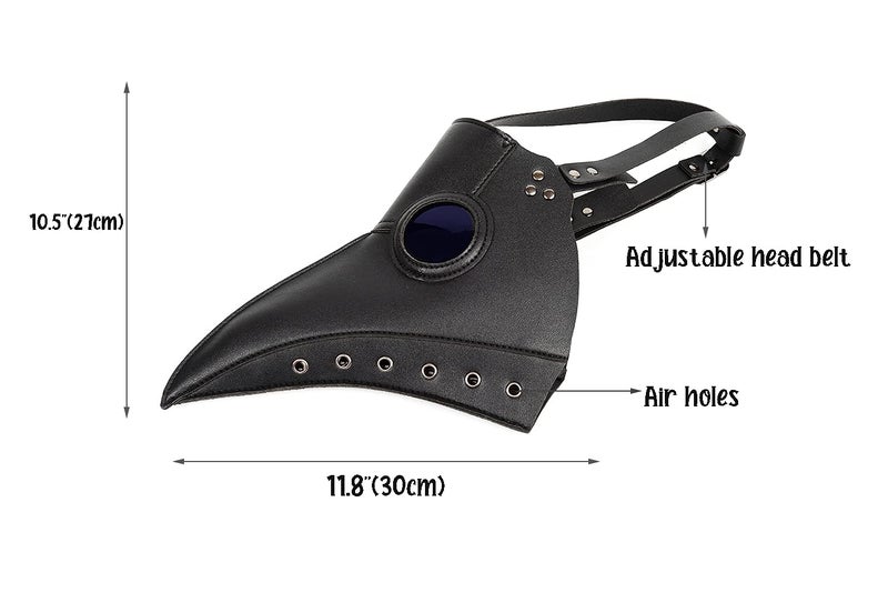 Raxwalker Halloween Plague Doctor Mask Steampunk Cosplay Costume Bird Beak Mask Long Beak Raven Masks Prop for Men and Boys(1 Pc Black) - Image 5